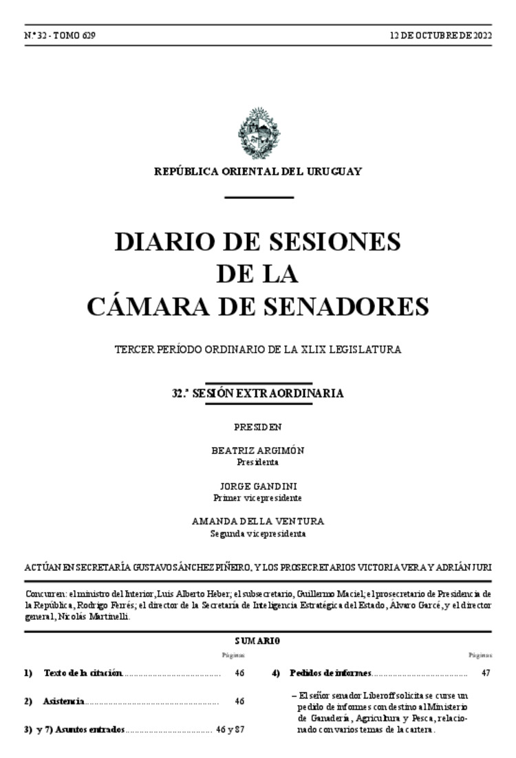 DIARIO DE SESIONES DE LA CAMARA DE SENADORES del 12/10/2022